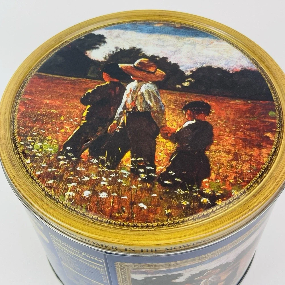 Danish Holiday Cookie Tin The Masters Large Round 7.5x9